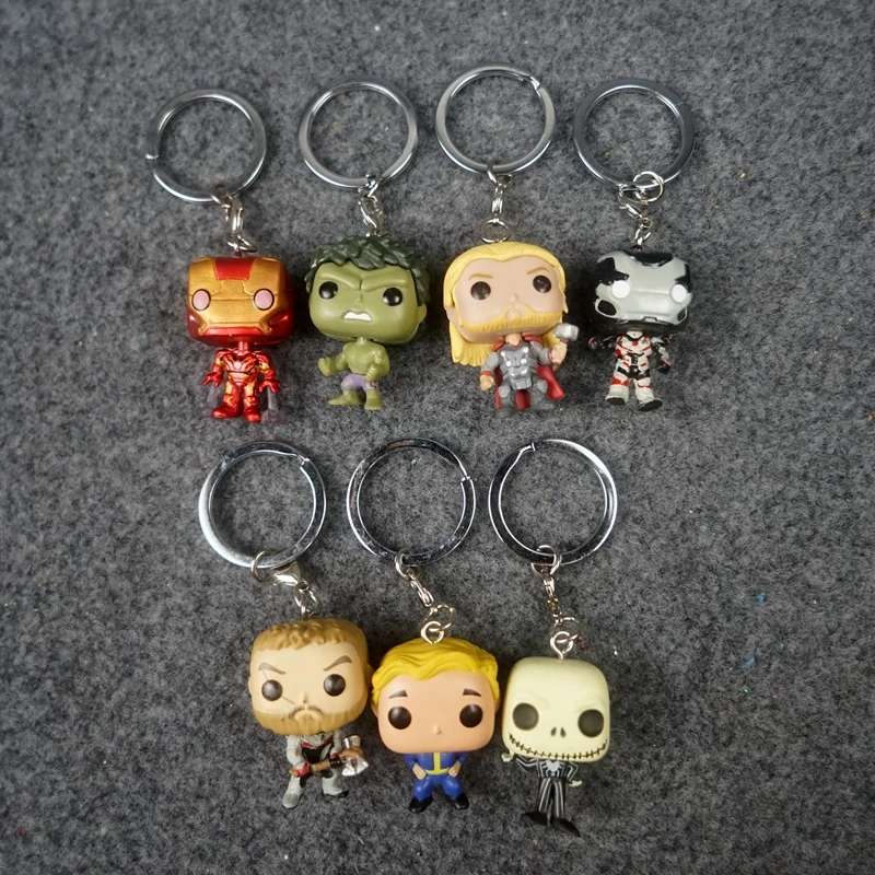 Mini Big Head Doll Portachiavi Marvel Figures Hulk Thor War Machine Vault Boy Bag Pendenti