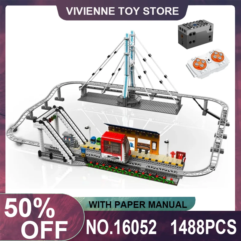 Mold King 16052 Moc Technical Car Rc Control Urban Railcar 1488Pcs Building Blocks Mattoni Puzzle Toy Regali Di Natale Per Bambini