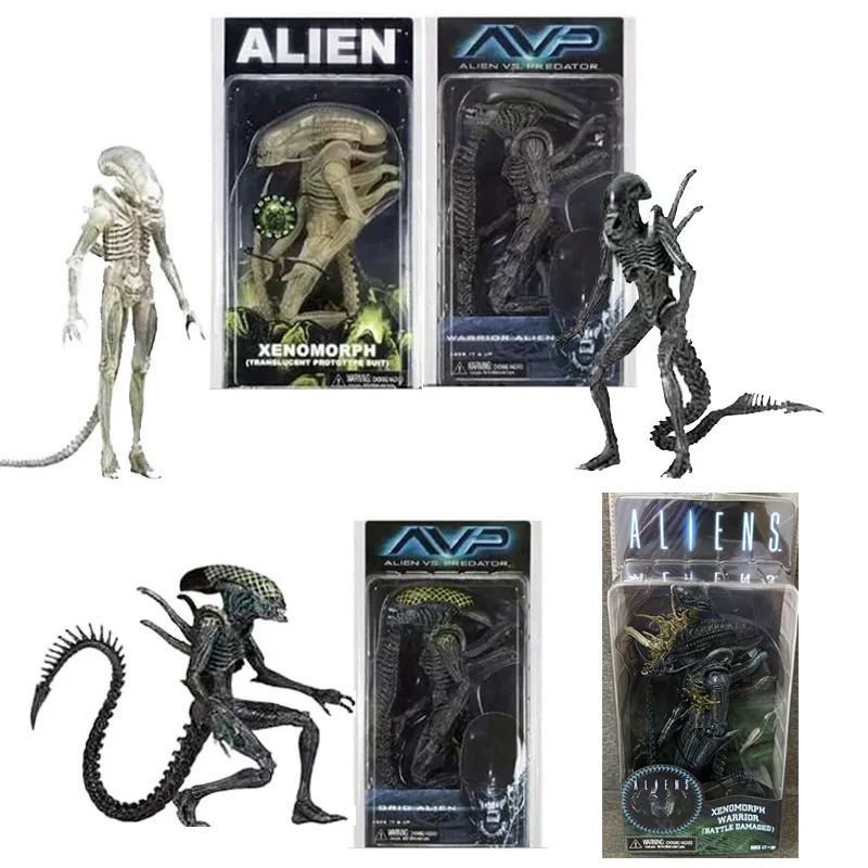 Neca Grid Warrior Alien Xenomorph Prototipo Traslucido Suit Aliens Battle Avp Danneggiato Alien Vs Predator Action Figure Gift