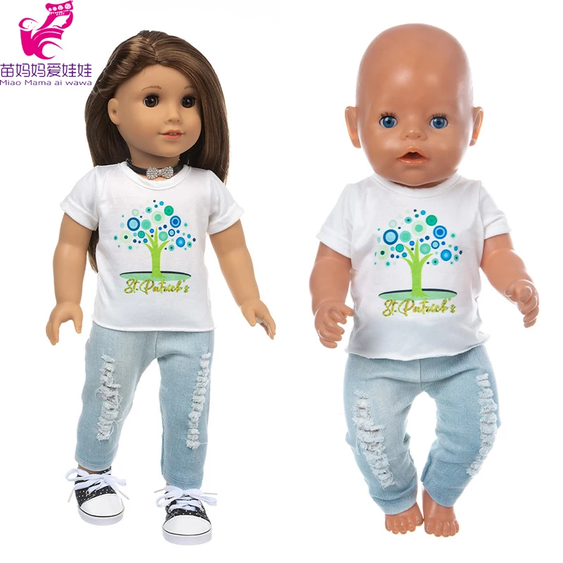 40Cm Baby Doll Clothes Shirt Denim Trousers Nenuco Ropa Y Su Hermanita 18" American Og Girl Doll Clothes Jeans