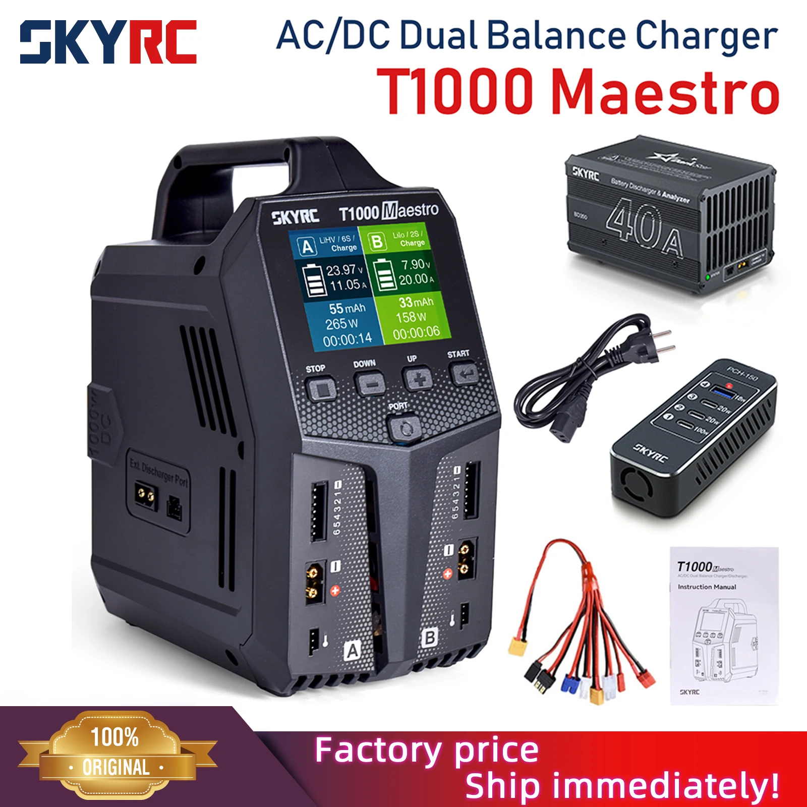 Skyrc T1000 Maestro Charger Sk-100182 Lipo Battery Balance Charger Bd350 Scaricatore Ac/Dc 1-6S Life Nimh Nicd Caricabatteria