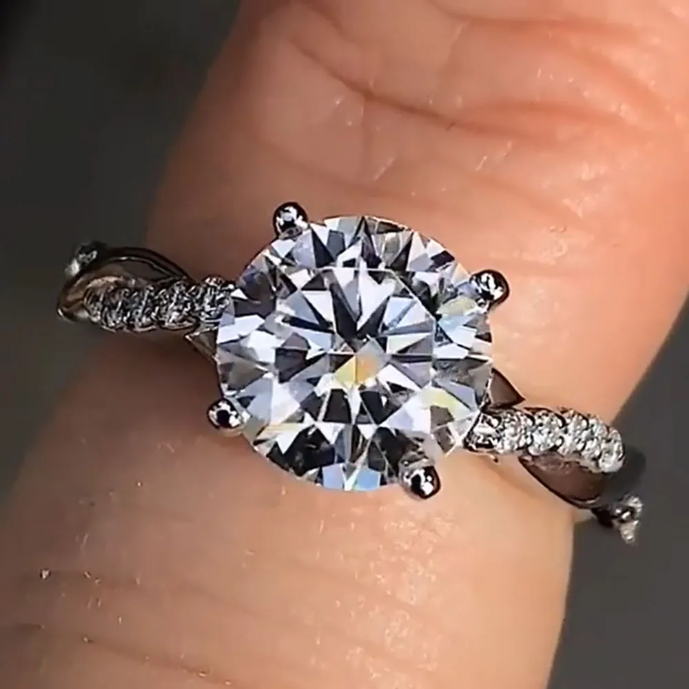 Solid 10K White Gold Women Wedding Party Anniversario Anello Di Fidanzamento 1 2 3 4 5 Ct Round Moissanite Diamond Ring Vine Trendy
