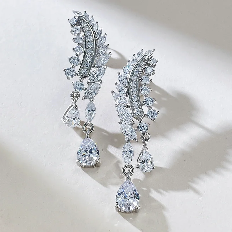 Nuovo Prodotto Europeo E Americano S925 Orecchini Semplici 6*8Mm Ice Cut High Carbon Diamond White Diamond Water Drop Ear Jewelry
