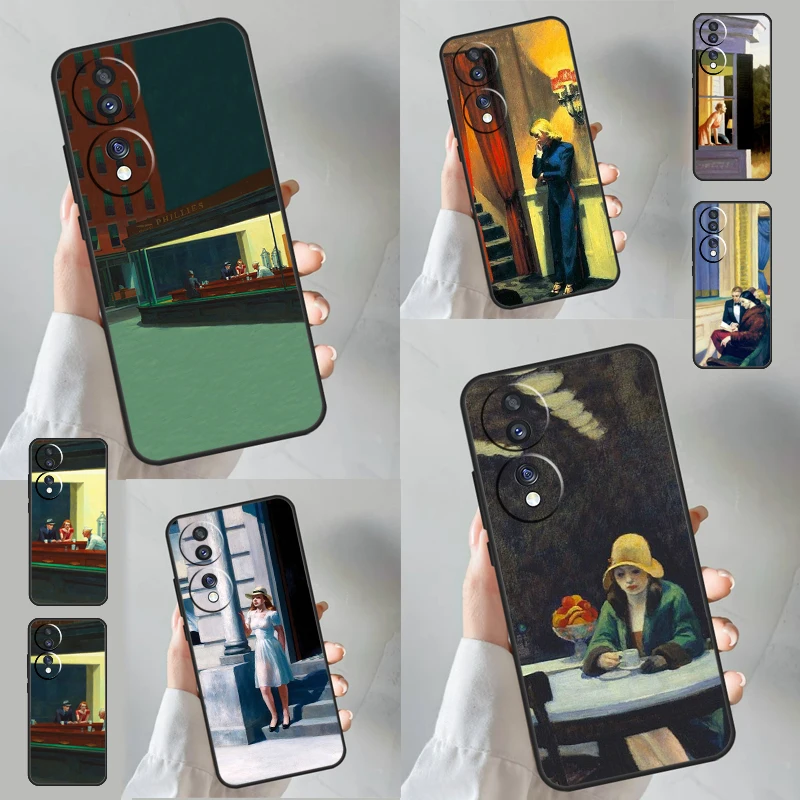 Nighthawks By Edward Hopper Case Per Huawei Honor X8 X8A X9A 50 70 Magic5 Lite P20 P30 P40 P50 P60 Pro P Smart Z Cover