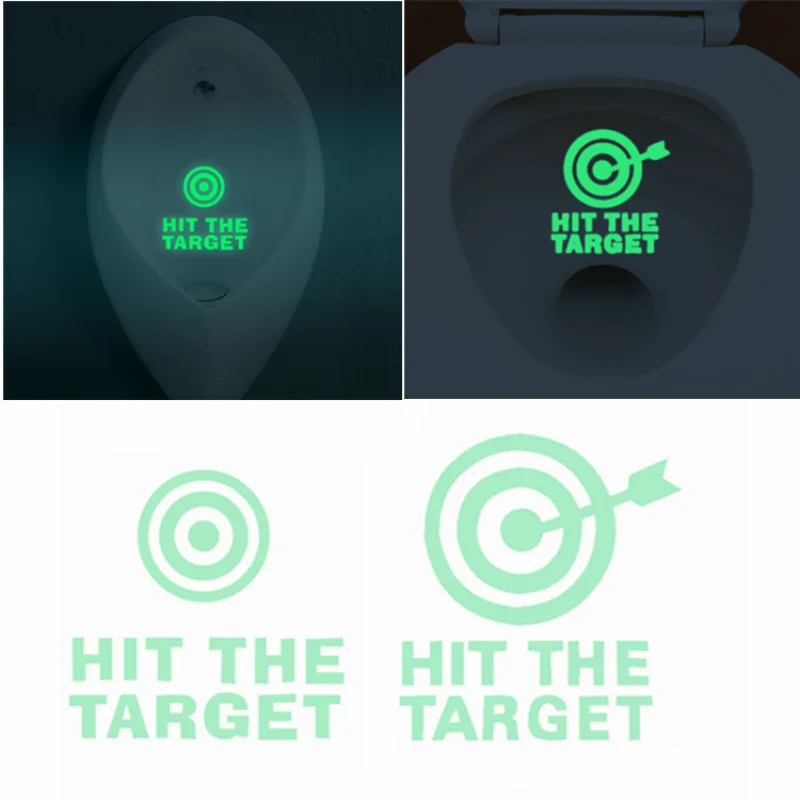 Hit The Target Toilet Stickers Glow Waterproof Toilet Seat Poster Wc Promemoria Bagno Segno Decalcomanie Per La Decorazione Del Bagno Di Casa