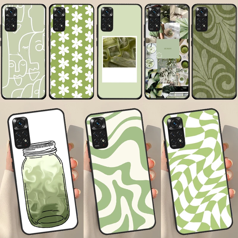Matcha Sage Green Love Heart Per Redmi Note 12 Pro Plus Cover Per Redmi Note 10 8 9 11 Pro 12S 11S 10S 9S 9C 10C 12C Case