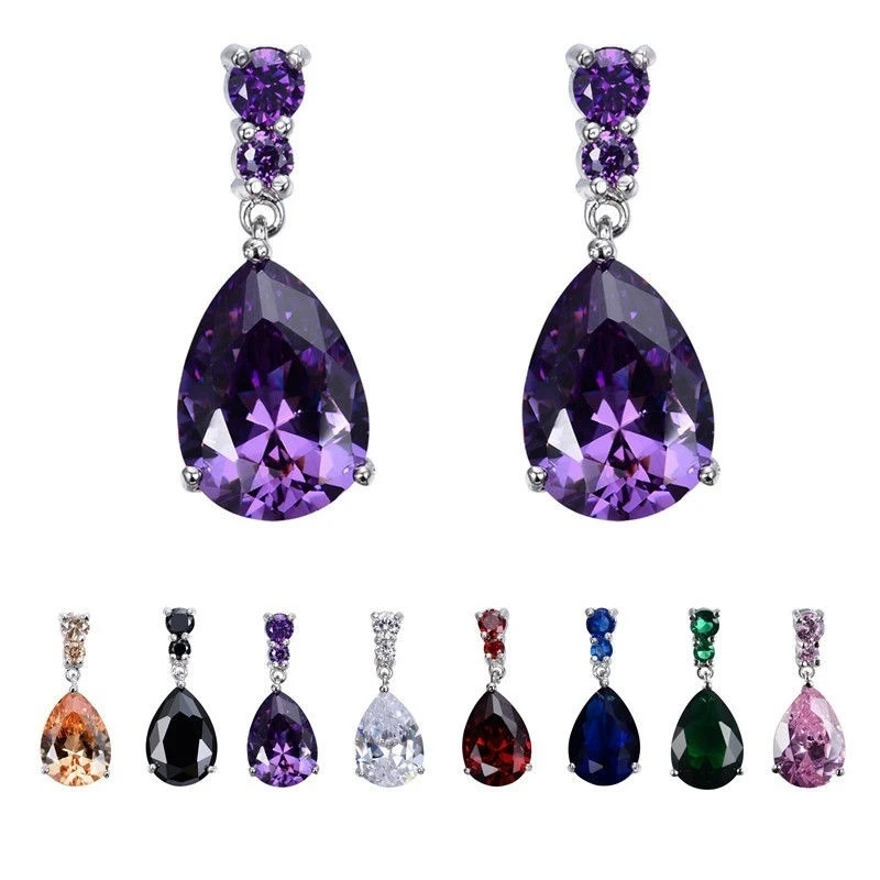 Donna Fashion Teardrop Cristalli Waterdrop Orecchini Con Perno Monili Di Cerimonia Nuziale