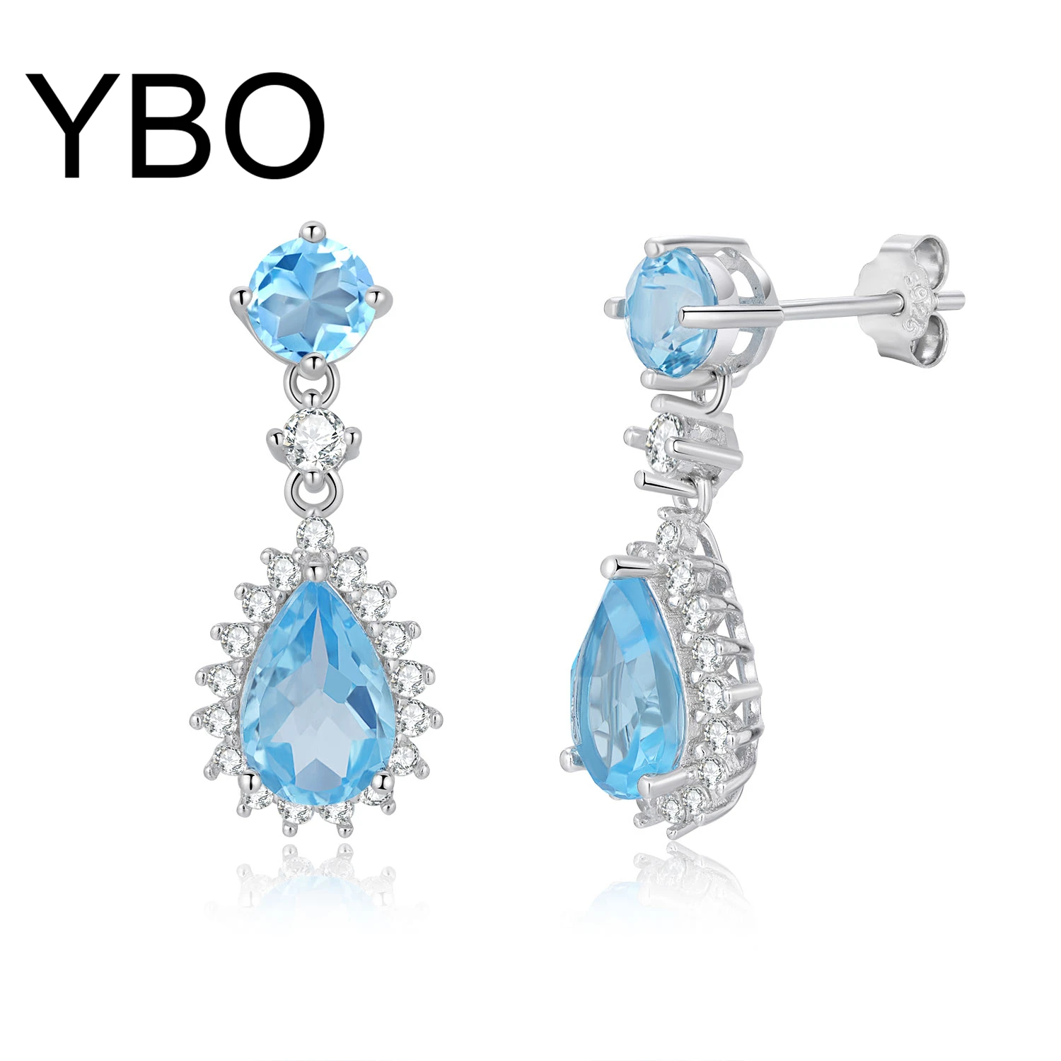 Ybo Waterdrop Natural Amethyst Topaz Gemstone Orecchini Donna 925 Sterling Silver Ciondola L'Orecchino Luxury Party Birthday Ear Ring
