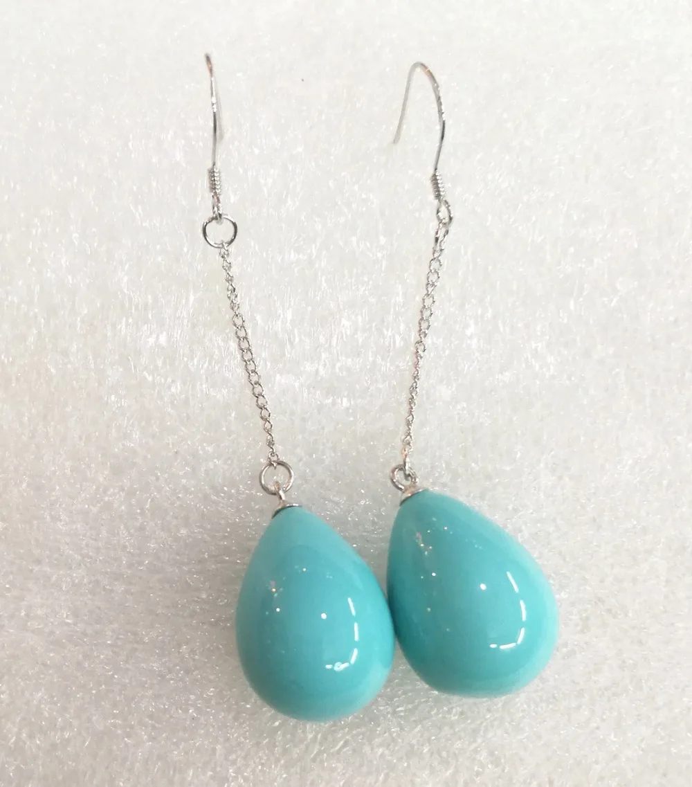 Classic Natural South Sea Shell Pearl 12X16Mm Azzurro Verde Waterdrop Beads Catena D'Argento Ciondola I Gioielli Degli Orecchini Del Gancio