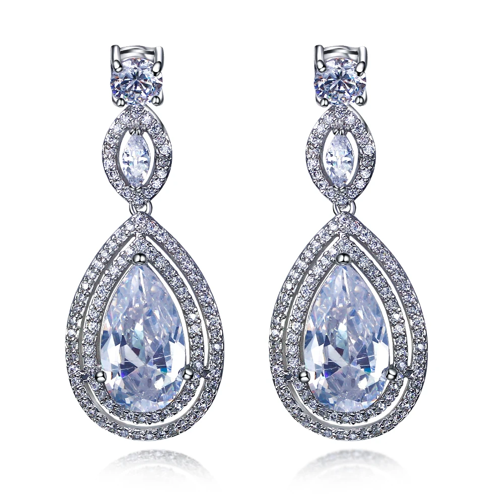 Promozione Nuovi Orecchini Brinco Feminino Kolczyki Bijuterias Waterdrop 3 Colori Blu Verde Chiaro Cz Pietre Orecchini Pendenti