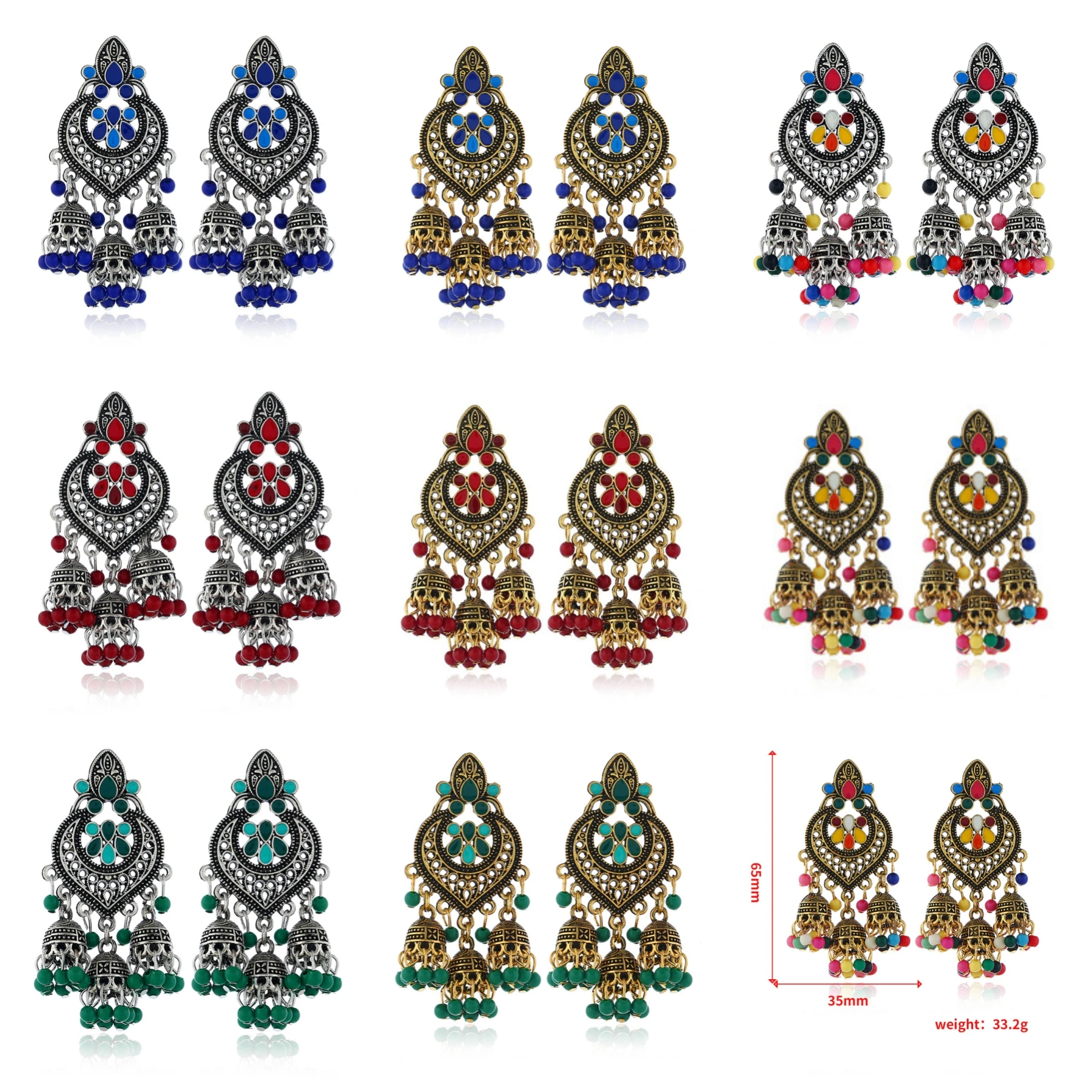 Orecchini Bohémien Teardop & Waterdrop Stud Unique Alloy Nappa Bells Ear Porcelain Beads Fashion Jewelry For Women Girls