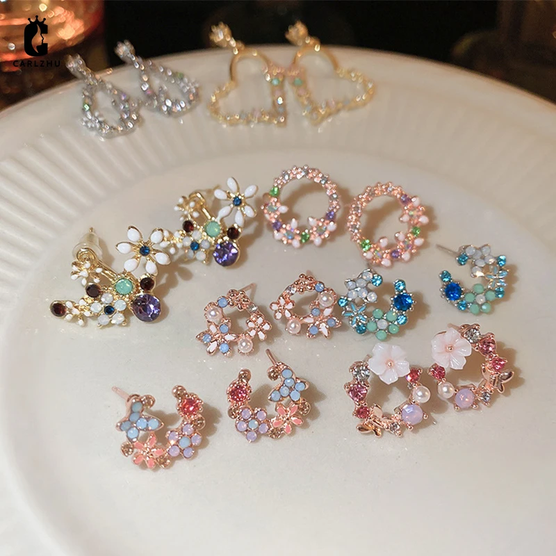 Sweet Drip Oil Piccoli Orecchini A Bottone Con Fiore Waterdrop Per Donna Ragazza Gioielli Regalo Versatili Personalizzati Alla Moda Di Fascia Alta