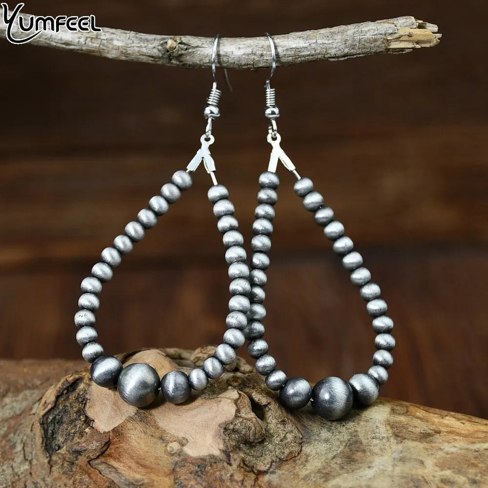 Yumfeel Nuovi Orecchini Di Perle Navajo A Forma Di Goccia D'Acqua Vintage Turchese Con Perline Western Cowgirl Ear Jewelry