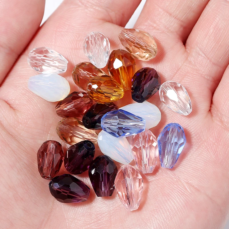 30Pcs/Lot Teardrop Pear Shape Faceted Crystal Glass Waterdrop Beads Loose Spacer Beads For Jewelry Making Diy Bracelet Necklace