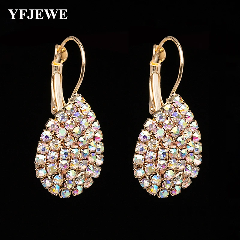 Yfjewe Donne Waterdrop Orecchini Di Strass Di Cristallo Di Modo Orecchini A Pendaglio Spedizione Gratuita Boucle D' Oreille Femme E601