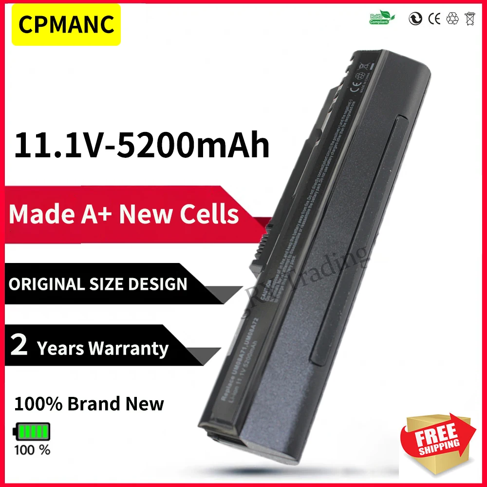 6 Cell Batteria Per Acer Aspire One Kav10 Kav60 Zg5 D150 Aoa150 Aspire One Aoa110 A110 Um08A31 Um08A51 Um08A52 Um08A71 Um08A72