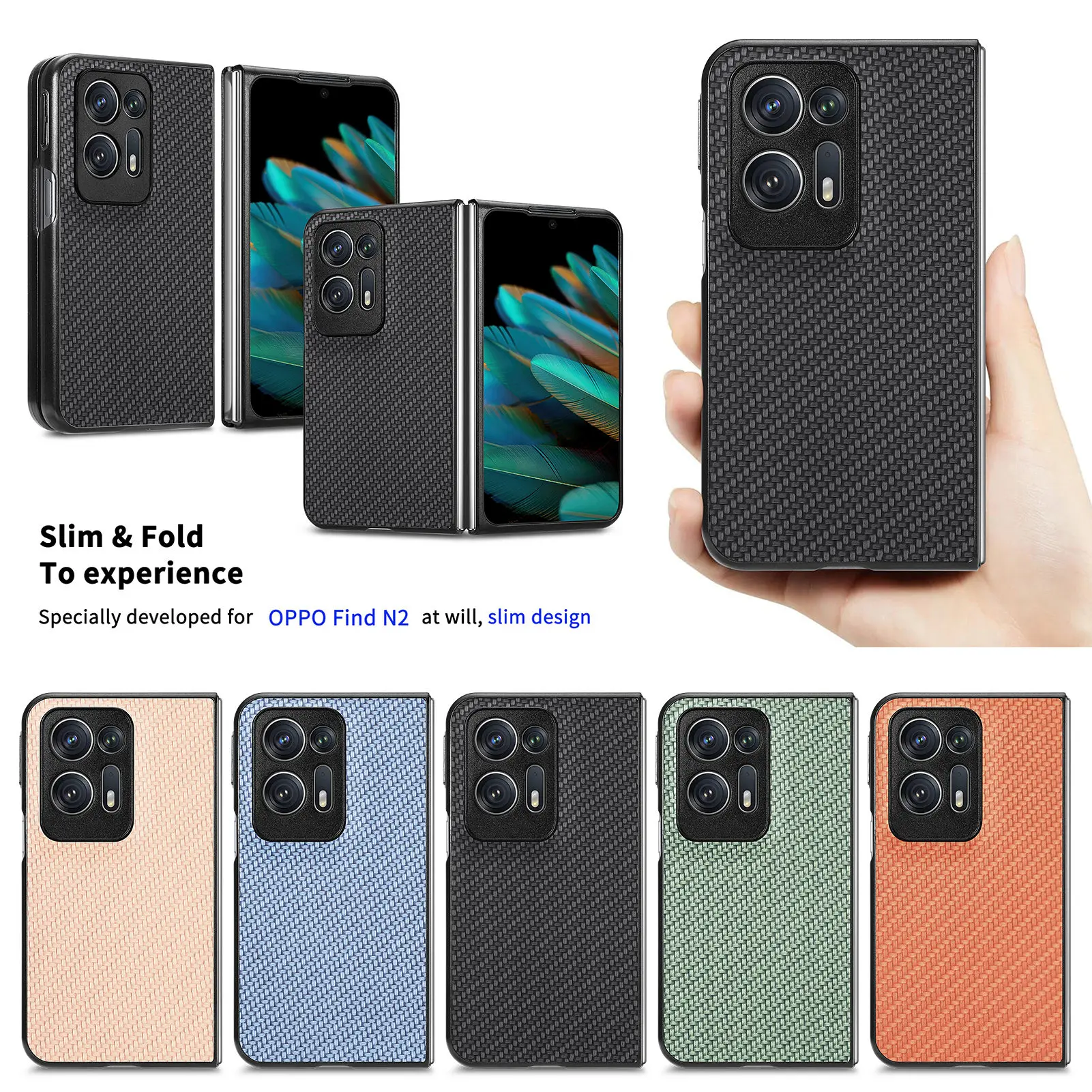 Per Oppo Find N2 5 Custodia Sottile In Fibra Di Carbonio Per Oppo Find N2 Cover Protettiva Per Telefono Flip Coque Antiurto Per Oppo Find N2 Funda