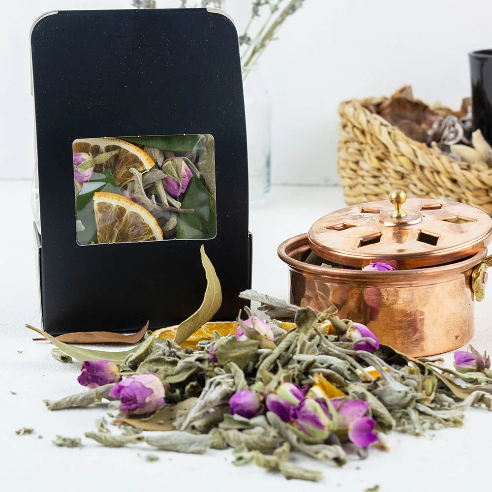 Love Incenso Sage Bay Leaf Bud Rose Orange Peel 35G Sensuale Incenso Rilassante Rinfrescante Miscela Di Erbe Naturali Essiccate