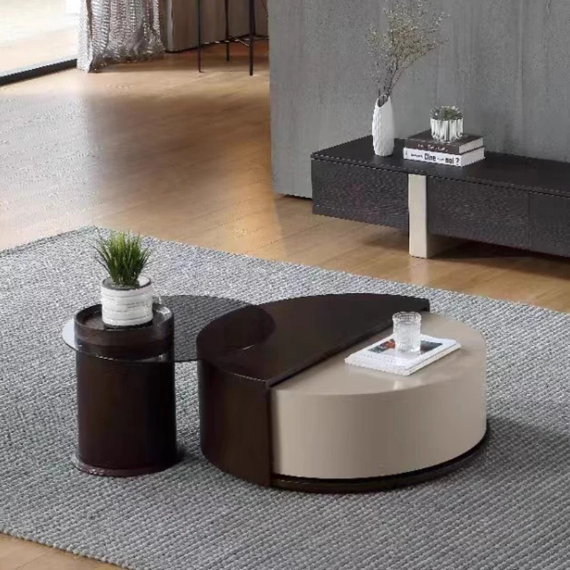 Funky Storage Table Soggiorno Luxury Modern Floor Round Table Mobile Kotatsu Makeup Mesa De Centro De Sala Set Di Mobili