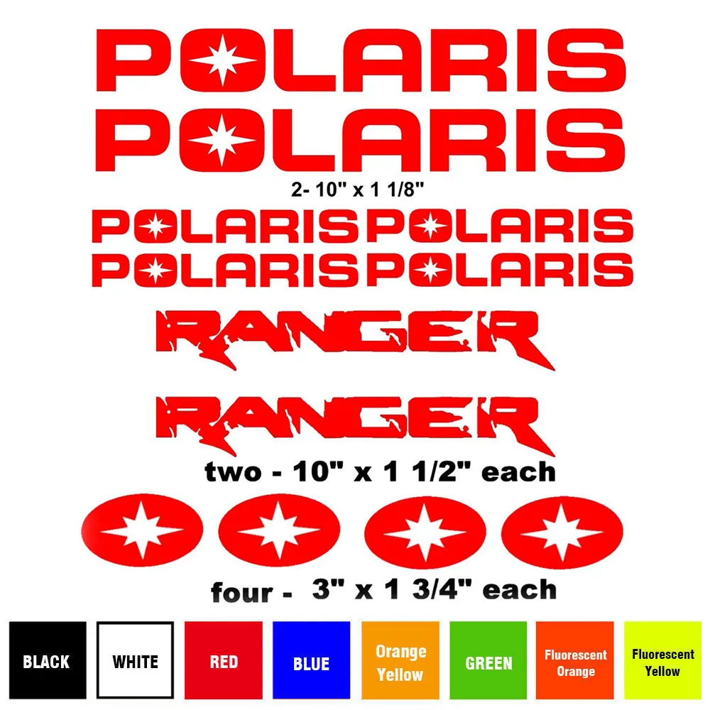 Kit Per Decalcomanie Adesivi Polaris Ranger ** Qualsiasi Colore ** Motoslitta Quad Bike Moto