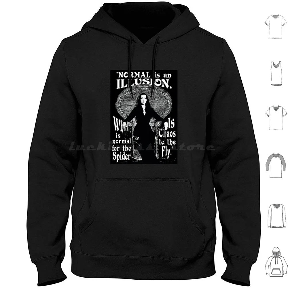 # Morticia Addams Citazione Normal Is An Illusion What 2 Felpa Con Cappuccio In Cotone Manica Lunga Morticia Addams Citazione Normale È Un'Illusione