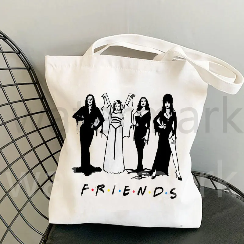 Queens Of Evil Morticia Addams Bag Canvas Tote Bag Halloween Gift Bag Bolso Tote Bag Eco Shopping Bag Casual Supermarket Bag