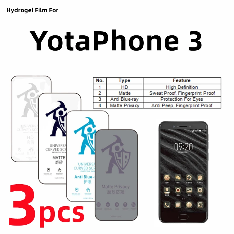 Pellicola Idrogel Hd 3 Pezzi Per Yota Yotafono 3 Pellicola Salvaschermo Opaca Per Yota 3 Eye Care Blueray Pellicola Protettiva Opaca Anti Spia