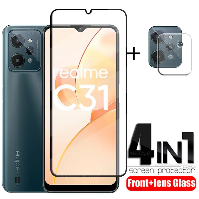 Vetro A Copertura Totale Per Realme C31 Vetro Per Oppo Realme C31 Vetro Temperato 9H Protezione Per Schermo Intero Per Realme C 31 C31 Vetro Per Lenti