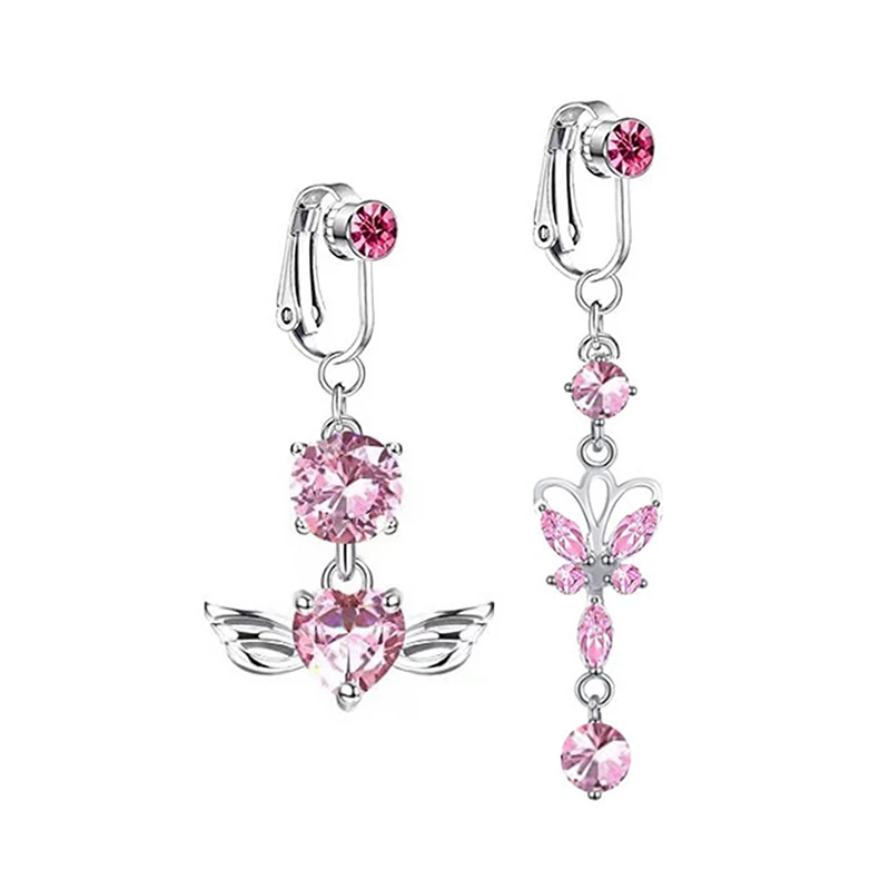 New Faux Belly Butterfly Fake Belly Piercing Heart Zircone Clip On Ombelicale Ombelico Piercing Finto Orecchino Cartilagine Clip Finta