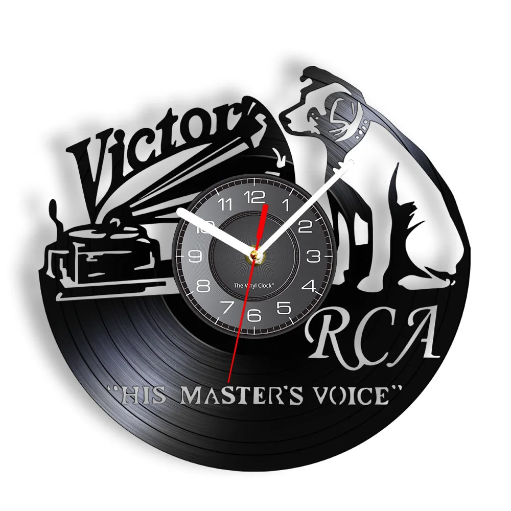 His Master Voice Musical Dog Wall Clock Album Retrò Home Decor Nipper Dog Vintage Vinyl Record Clock Rock N Roll Music Gift