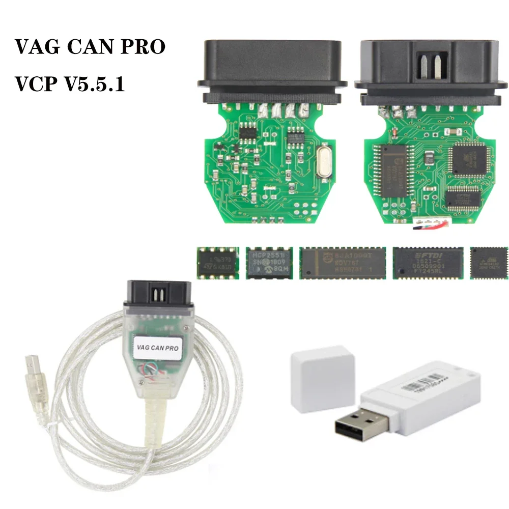 Vag Can Pro Vcp V5.5.1 Ftdi Vag Obd 2 Obd2 Auto Diagnostic Toolcable Can Bus K-Line Per Audi/Vw