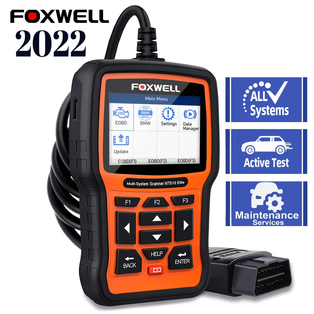 Foxwell Nt510 Elite Obd2 Scanner 24 + Reset Sistema Completo Odb2 Automotive Active Test Scanner Strumento Diagnostico Per Auto