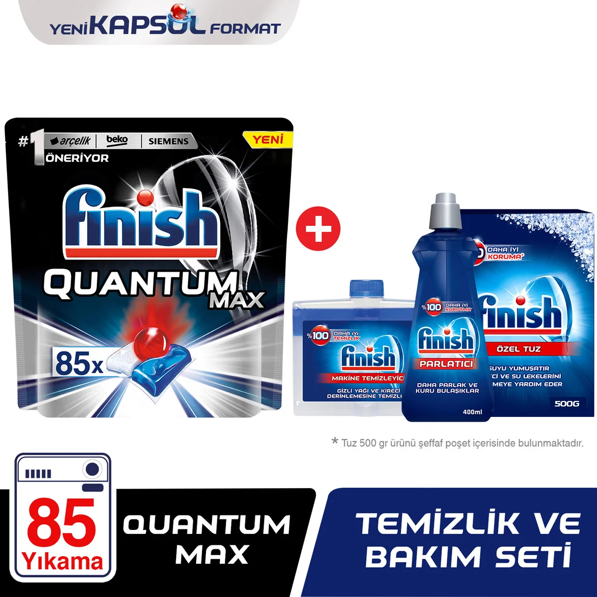 Free Shipping Finish Quantum Max Dish Detergent 85 Tablet + Cleaning And Care Set