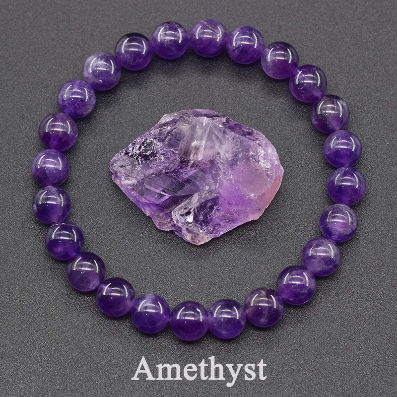 Braccialetto Di Ametista Realizzato Con Vere Perline Di Cristallo Naturale Braccialetti Di Pietra Naturale Di Ametista Geniune Purificante Per Le Donn