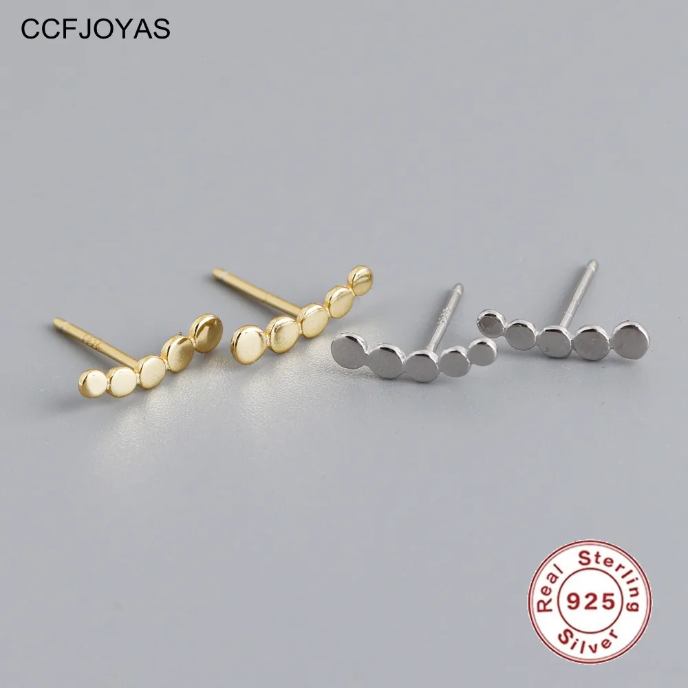 Ccfjoyas 100% 925 Sterling Silver Stud Earrings For Women Japanese And Korean Simple Ins Dot-Shaped Earrings Party Fine Jewelry