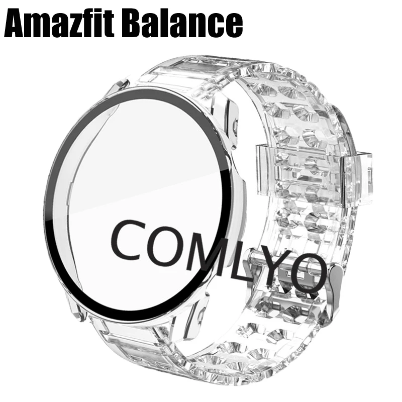 Per Amazfit Balance Case Pc Glass Screen Protector Full Cover Bumper Shell Cases Balance Strap Bracciale Tpu Band