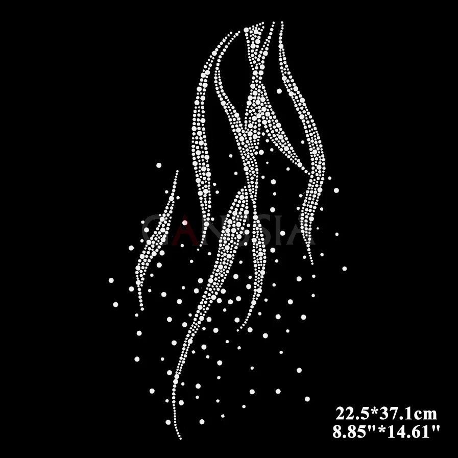 3 Pz/Lotto Blowing Willow Pattern Hotfix Strass Heat Transfer Design Strass Motivo Abbellimento Per Indumento (Ss-2090)