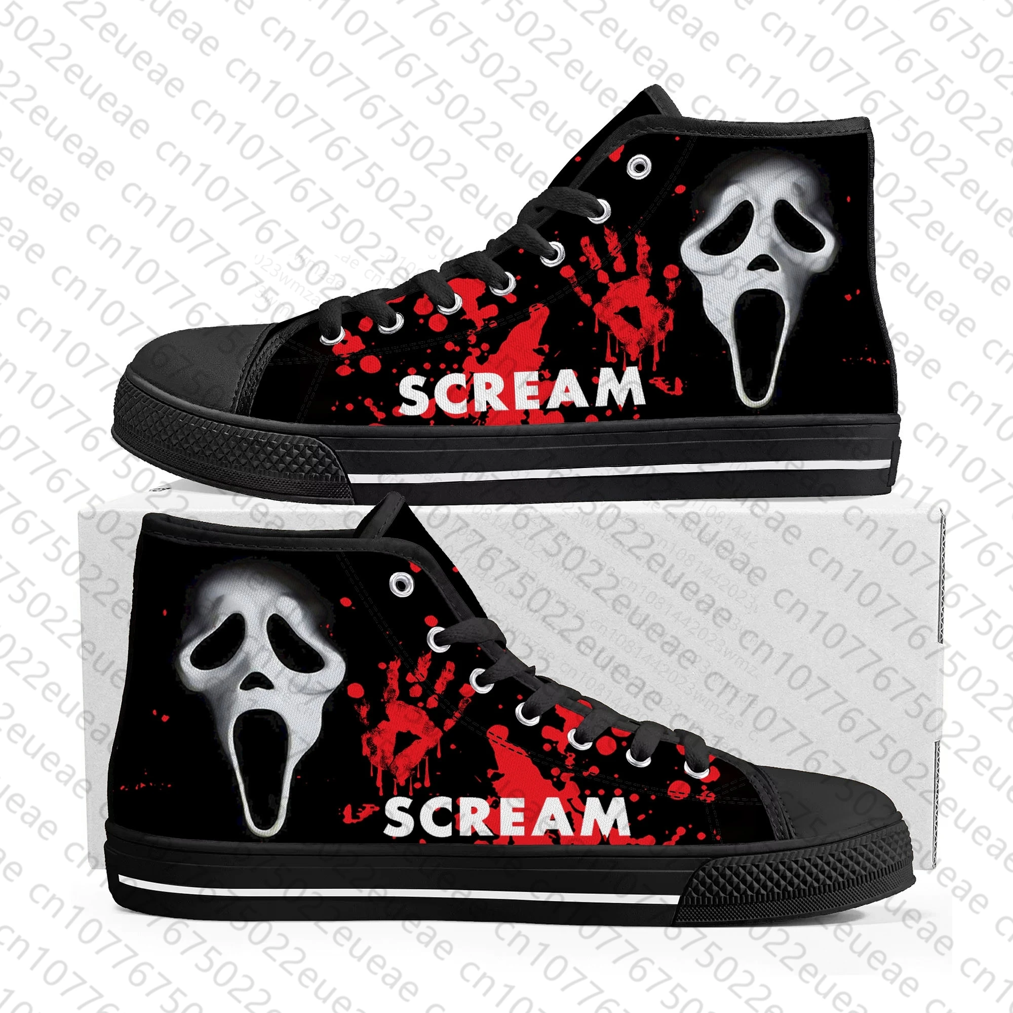 Scream Movie Billy Loomis Halloween High Top Sneakers Uomo Donna Adolescente Canvas Sneaker Casual Custom Made Shoe Personalizza Scarpa