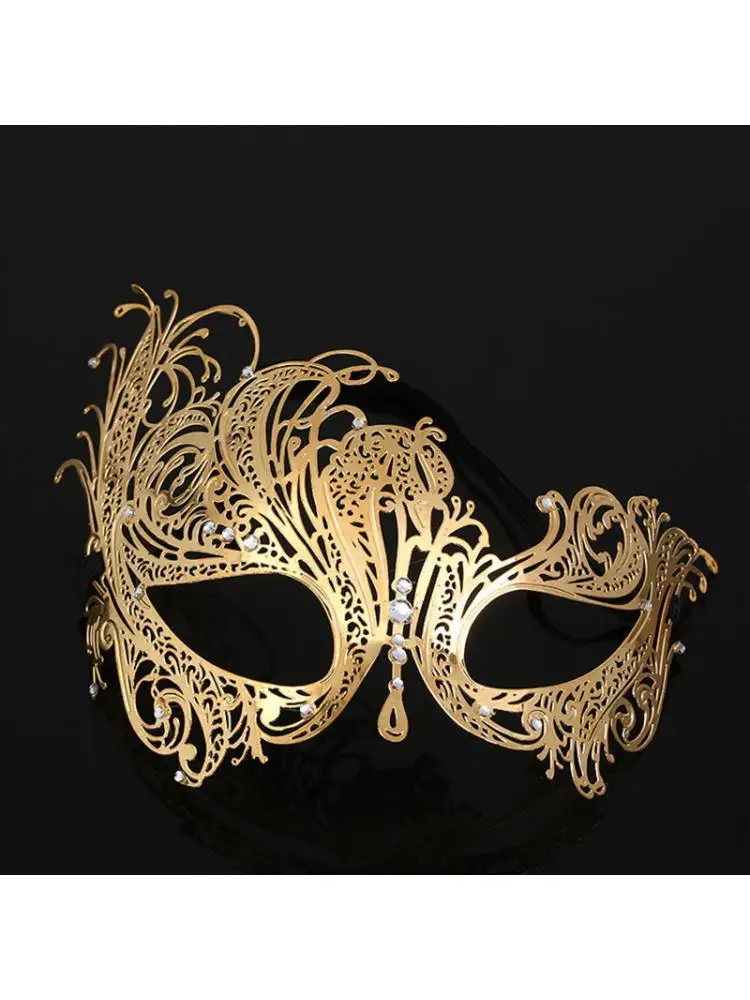 5Pieces  Halloween Iron Eye Mask For Men Women Metal Hollowed Out Crystal Phoenix Makeup Dance Half Face Fun Masks Funny