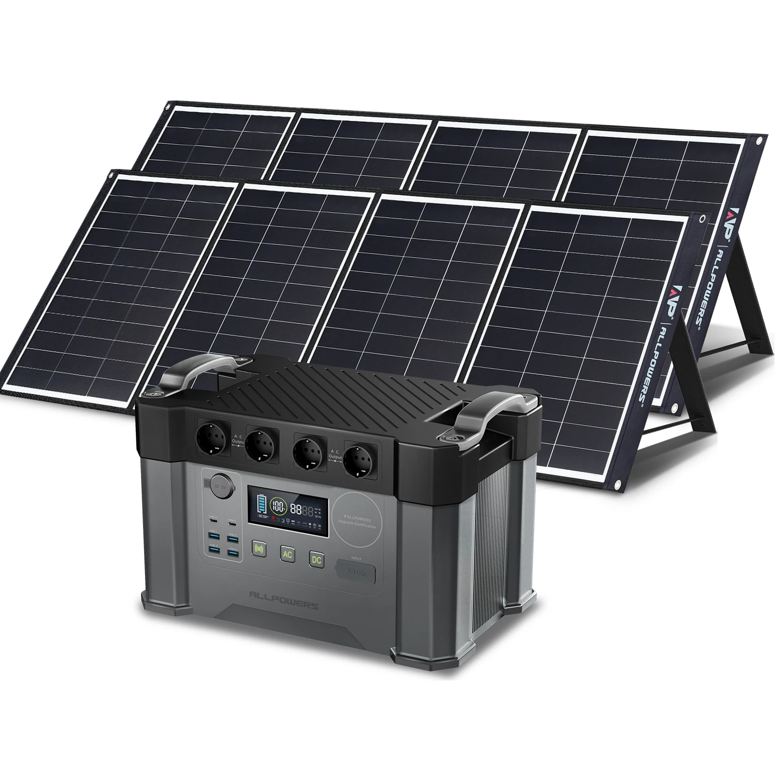 Generatore Solare Allpowers S2000 Con Pannelli Inclusi, Centrale Elettrica Portatile Mppt Da 2000W Con Pannello Solare Pieghevole 200W/400W Mc-4