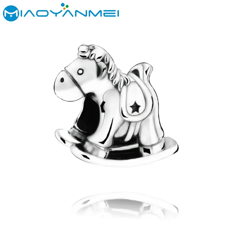 925 Sterling Silver Beads Fit Original Pandora Bracciali The Unicorn Rocking Horse Charm Women Diy Fashion Jewelry Gift
