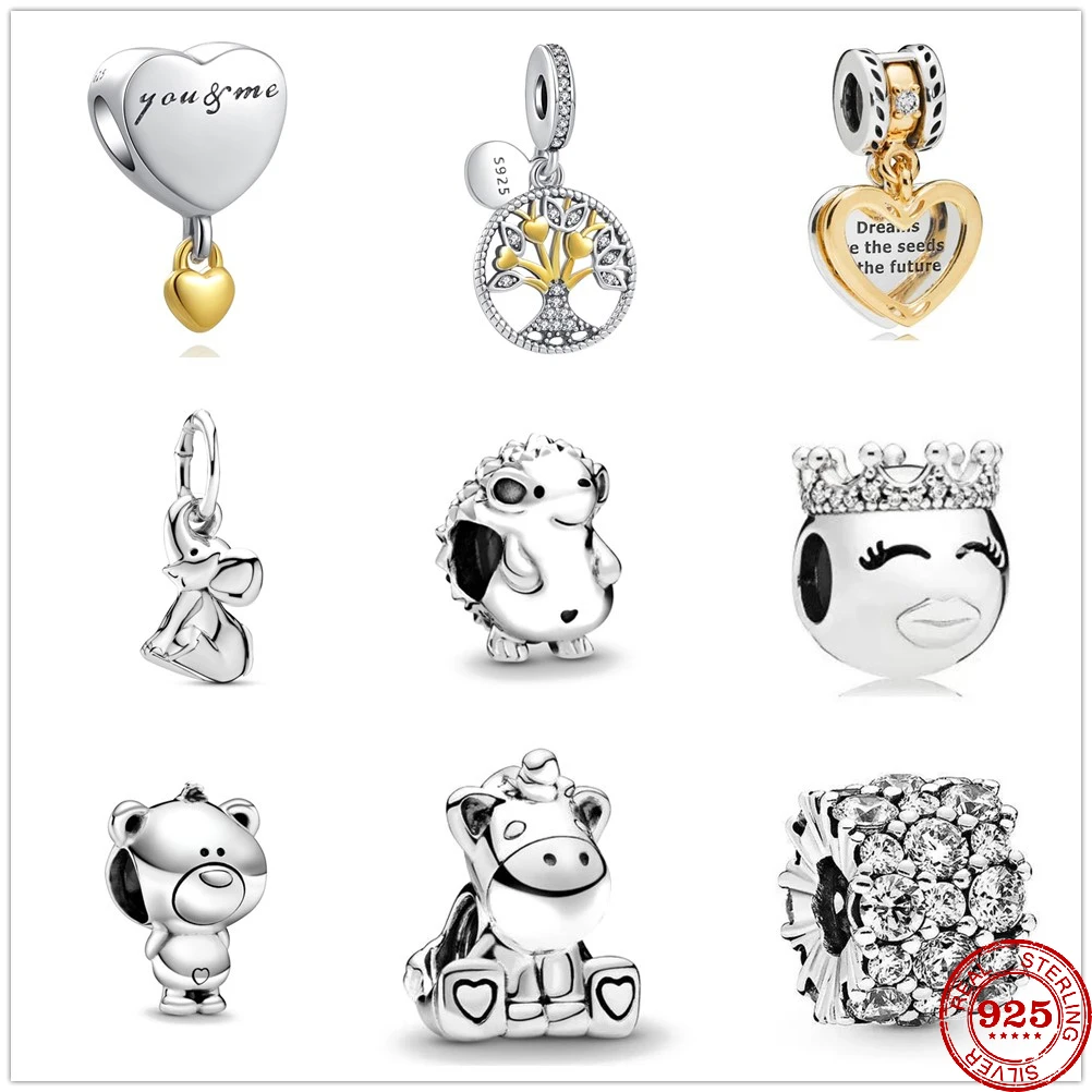 Nuovo 925 Sterling Silver Unicorn Prince Barboncino Footprint Hedgehog Pandora Diy Fine Beads Fit Originale Pandora Charm Bracciale