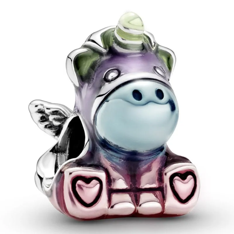 Original Friends Colorful Rainbow Bruno The Unicorn Beads Charm Fit Pandora 925 Sterling Silver Bracciale Bangle Jewelry