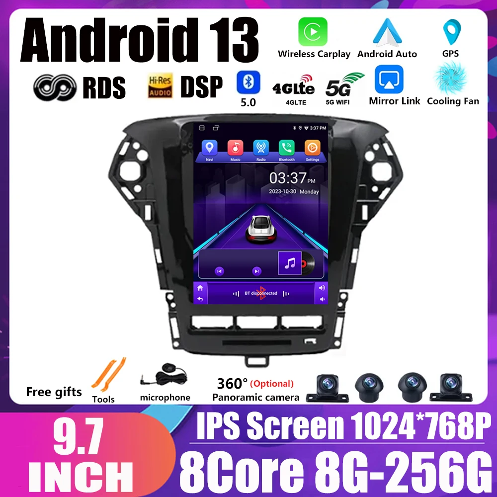 Android 13 Ips Dsp Per Ford Mondeo Mk4 2011-2013 Autoradio Carplay Multimedia Auto 4G Wifi Bt Schermo Da 9.7 Pollici Autoradio Stereo