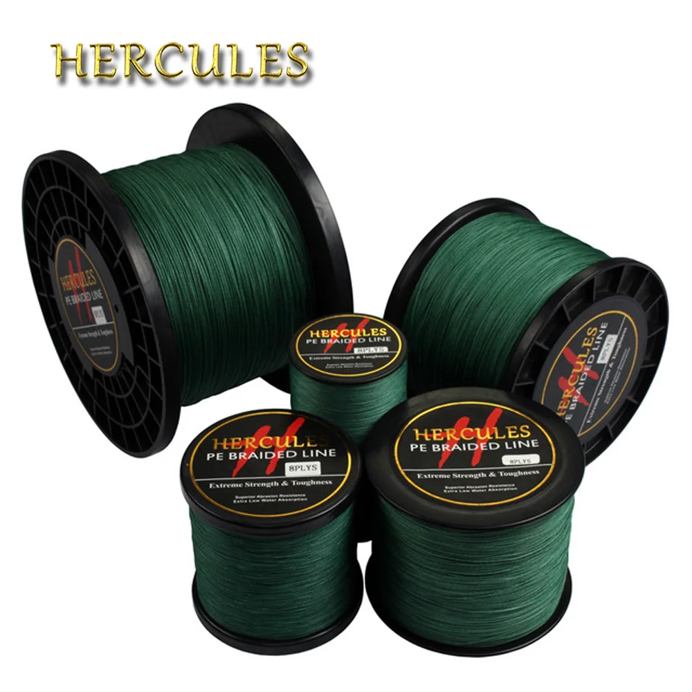 Filo Da Pesca Intrecciato Hercules Cavo Da Pesca In Acqua Salata 8 Fili Verde 100M, 300M, 500M, 1000M, 1500M, 2000M