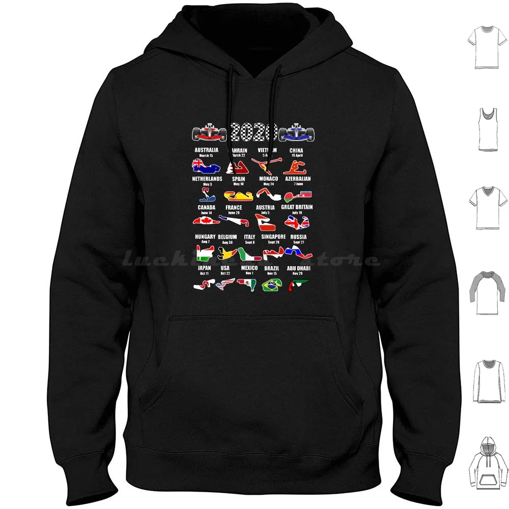 2020 Motor Racing Calendar Felpe Classiche Con Cappuccio Manica Lunga 2020 Motor Racing Classic