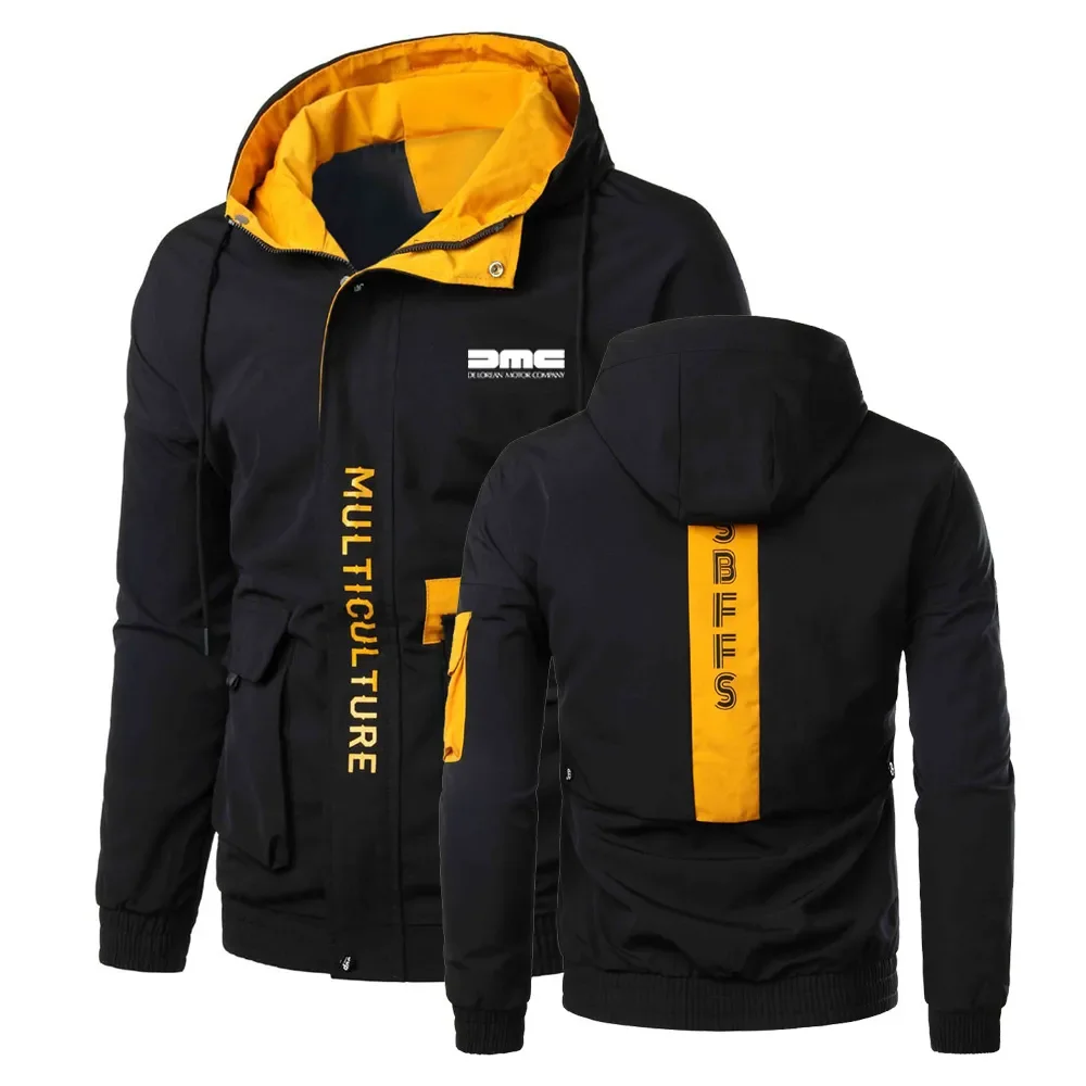 2024 Nuovi Uomini Primavera Autunno Delorean Motor Company Personalità Wild Zipper Stampa Con Cappuccio Harajuku Fashion Leisure Jacket Coat