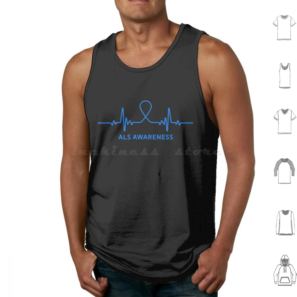 Amyotroflic Therapy Lou Gehrig'S Motor Neuron Disease Als Awareness Canotte Stampa Cotton Als Als Als Ribbon