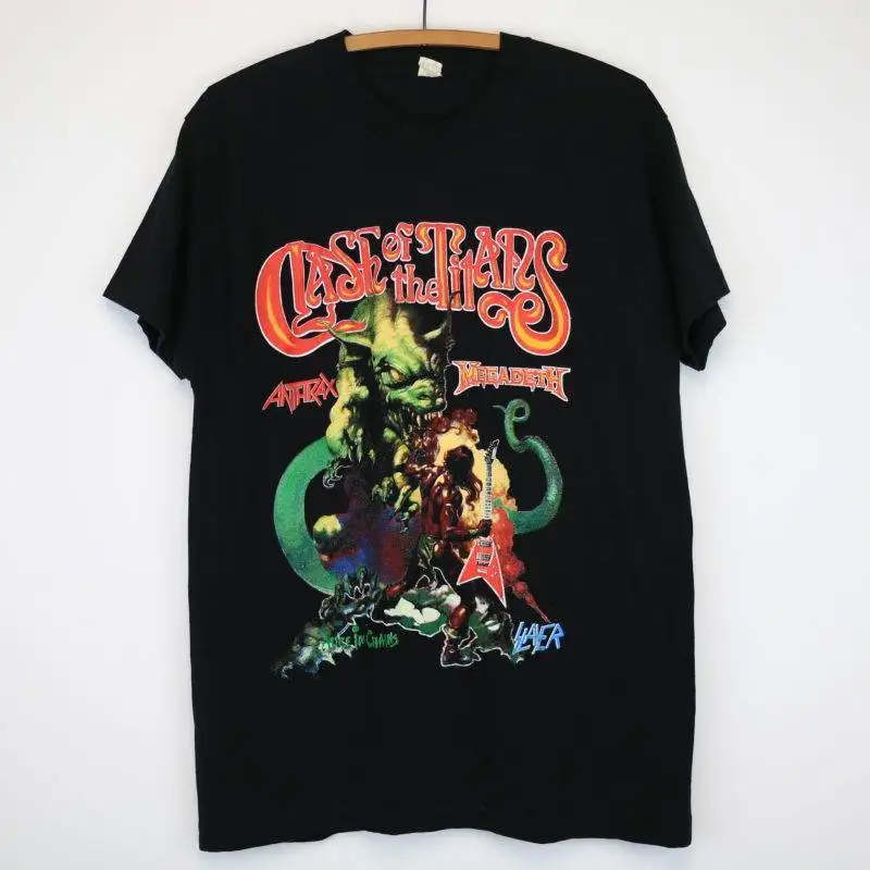 Raro! Alice In Catene E Slayer Clash Of The Titans Tour Shirt Vtg Reprint