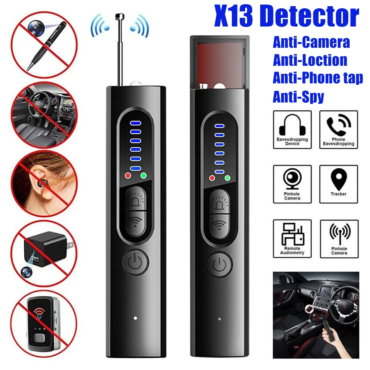 Rilevatore Di Segnale Rf Wireless Anti Spy Candid Camera Detector Localizzatore Gps Magnetico Tracker Scanner Finder Device Nascosto Cam Buster